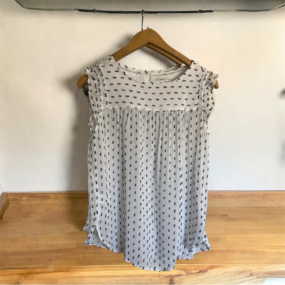 LOFT White Sleeveless Ruffled Blouse